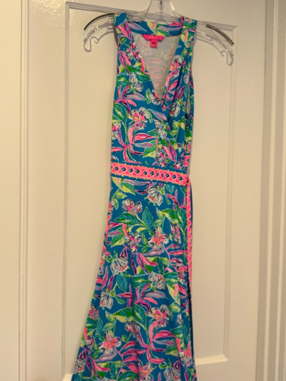 Lilly Pulitzer Clancie Formentera Turquoise Keep Beleafing Wrap Dress - Small